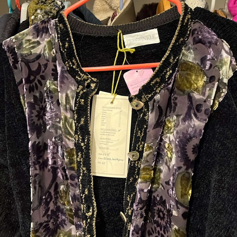 Periwinkle by Barlow Black and Purple Cardigan